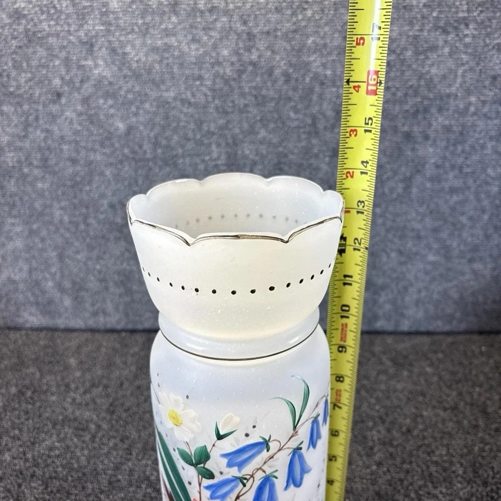 Vtg~1920s Hand Painted Floral/Frosted Glass Vase~14